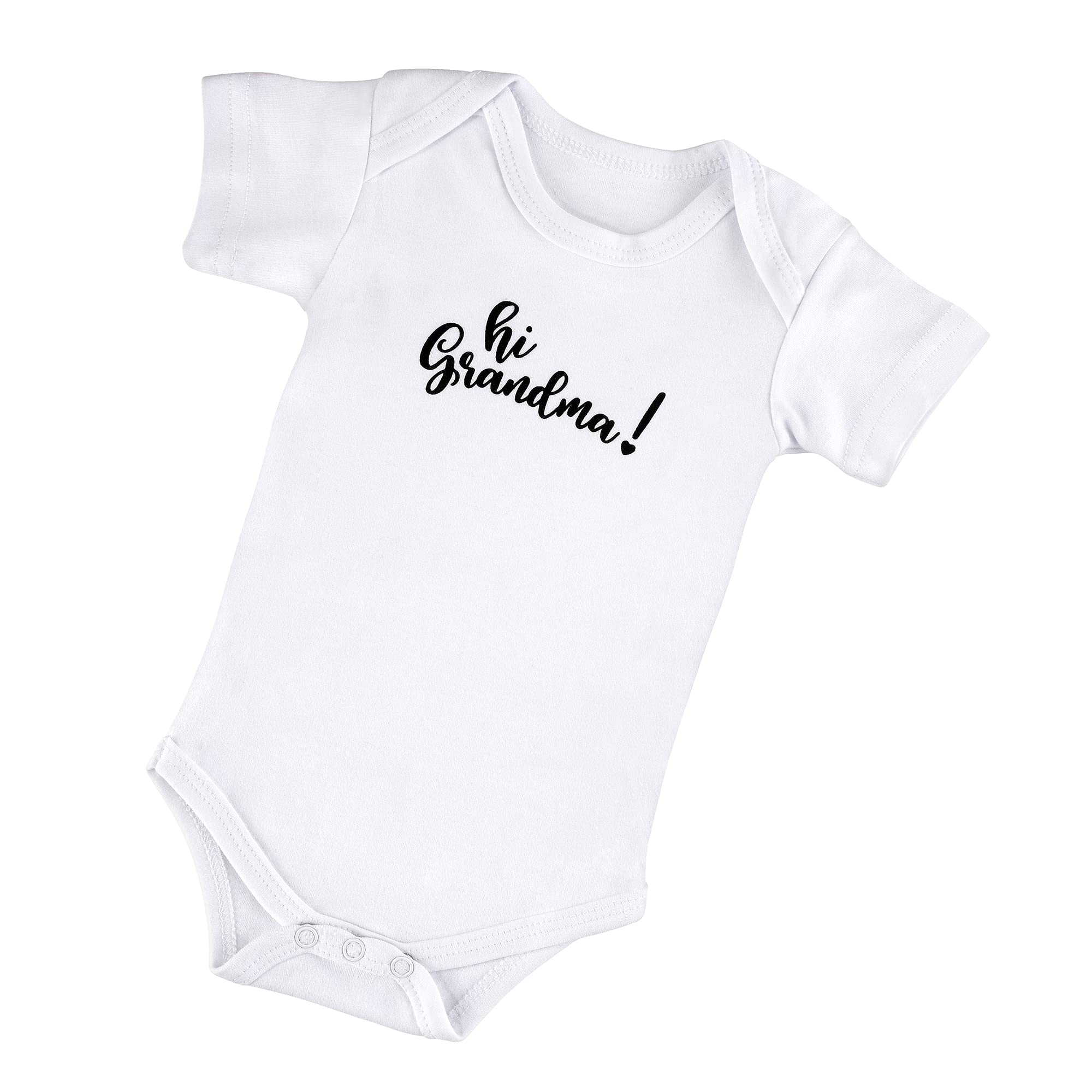 Lillian Rose 'Hi Grandma!' Pregnancy Baby Announcement Onesie Romper - Soft White Cotton Newborn Bodysuit - Perfect for Gender Reveal & First Grandparent Visit
