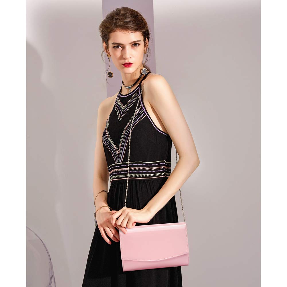 WALLYN'S Women's Patent Leather Wallet - Fashion Clutch Purse for Evening & Party - Solid Color Handbag for Women - Perfect for Date Night, Wedding & Special Occasions