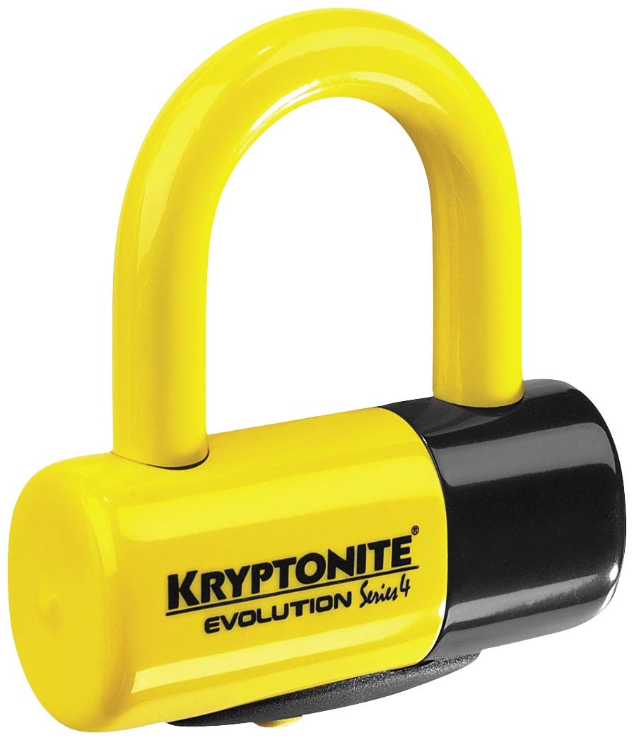 Kryptonite Evolution Series 4 Bicycle Disc Bike Lock - High Security U-Lock with 14mm Shackle, Anti-Theft Protection for Road & Mountain Bikes - Bright Yellow (Perfect for Urban Commuting & Bike Parking)
