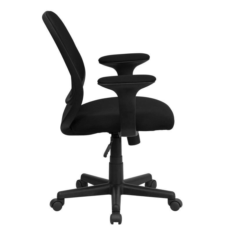 FLASH Y GO Mid Back Black Mesh Swivel Task Office Chair - Ergonomic Desk Chair for Home & Office Use, Comfortable Computer Chair for Long Hours Sitting