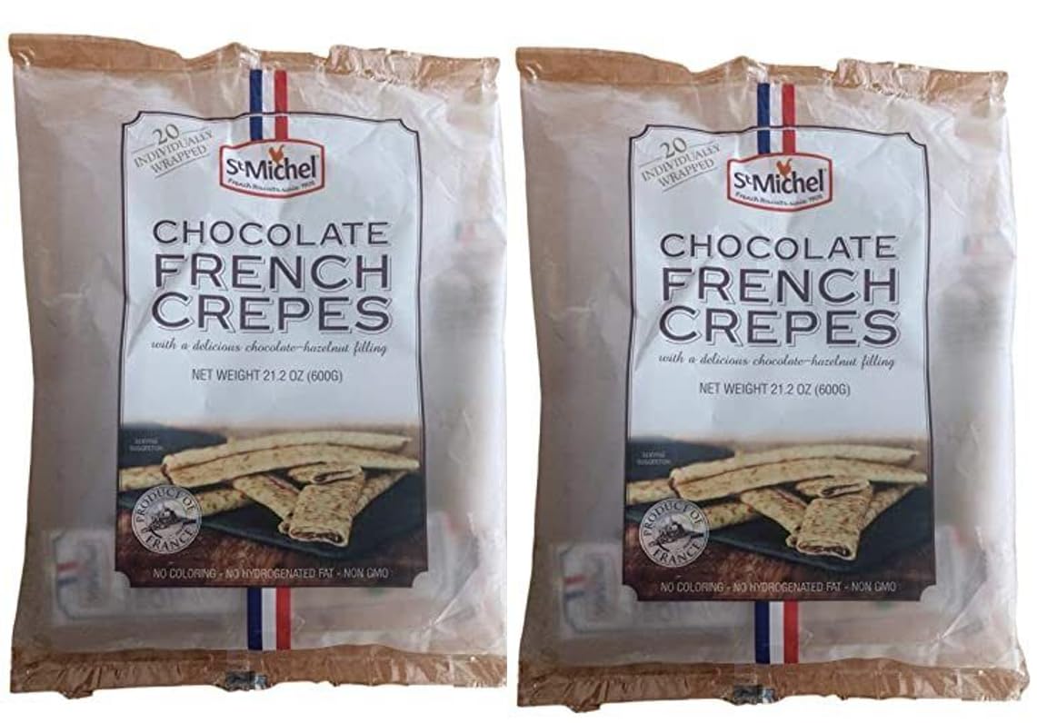 Premium St Michel French Crepes with Chocolate Hazelnut Filling - 21.2oz (Pack of 2) | Authentic Breton Galettes | Breakfast, Snack & Dessert Delight