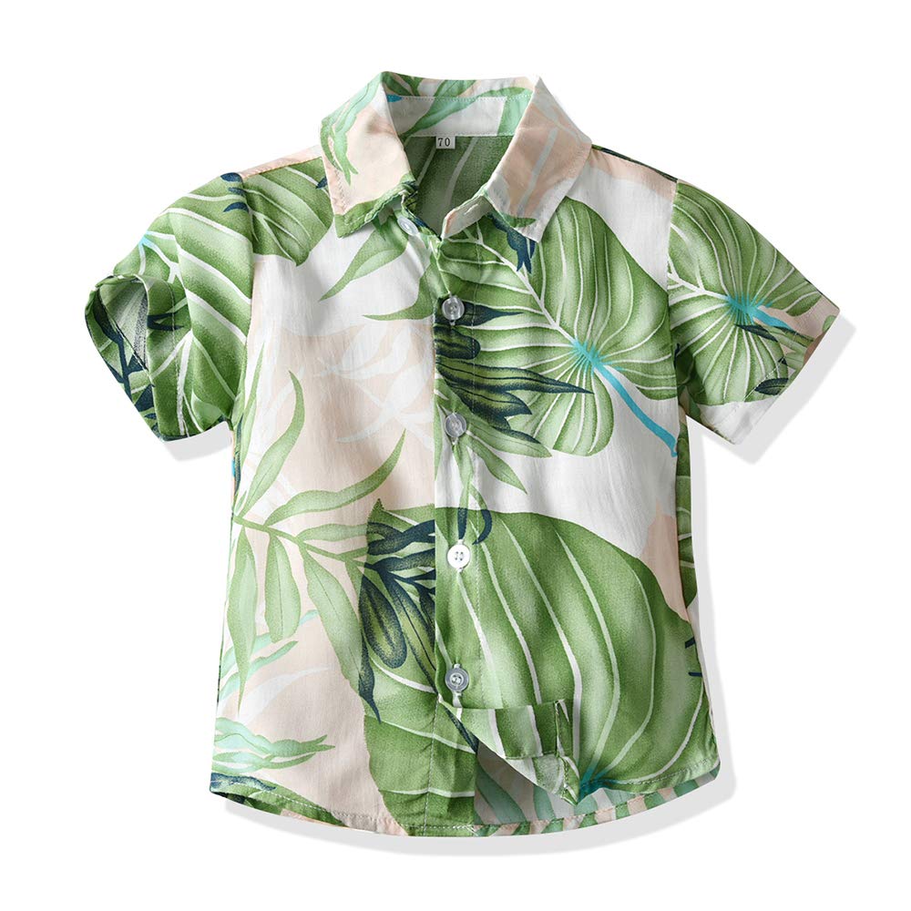 Baby Boys Hawaiian Outfit Clothes - Cute Infant Toddler Aloha Floral Short Sleeve Shirt and Shorts Set for Summer Beach Vacation, Luau Party & Photo Shoots