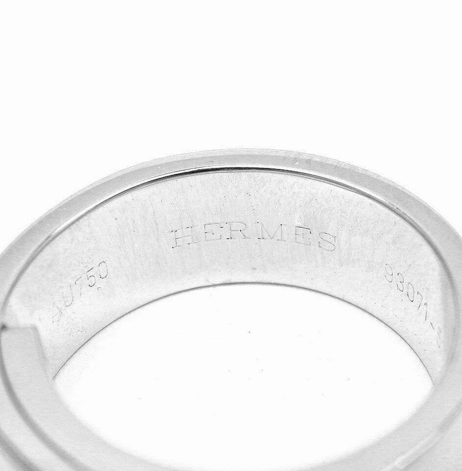 Authentic Hermes 18k White Gold H Lock Diamond Ring - Luxury Designer Jewelry for Women, Perfect for Weddings, Anniversaries & Special Occasions