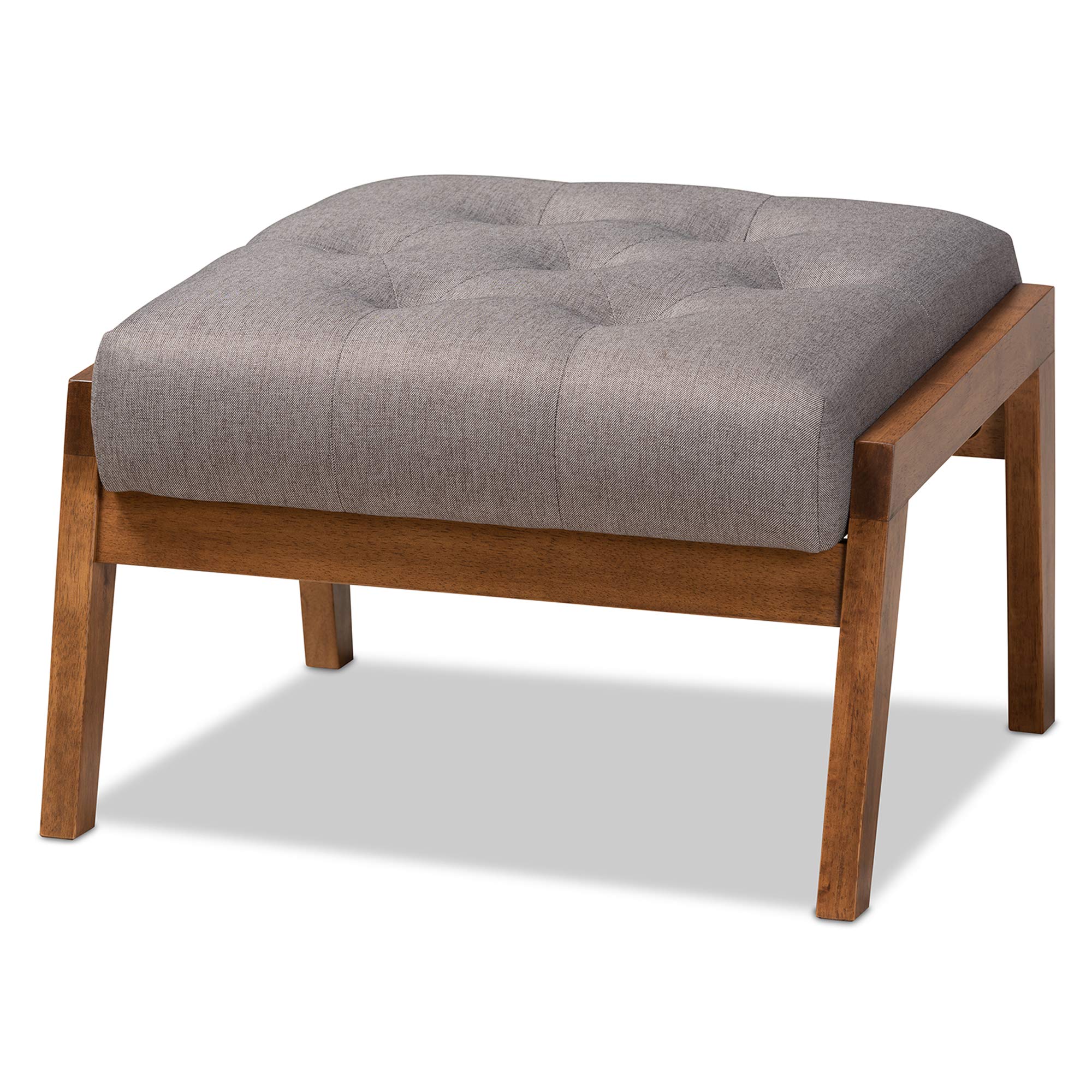 Baxton Studio Grey/Brown Upholstered Footstool - Modern Ottoman with Storage for Living Room, Bedroom & Home Decor