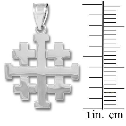 925 Sterling Silver Crusaders Jerusalem Cross Pendant Necklace - Religious Jewelry for Men & Women, Polished Finish - Perfect for Church, Daily Wear & Spiritual Gifts