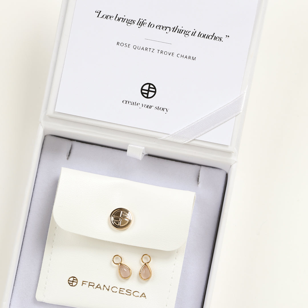 Rose Quartz Hoop Earrings Set of 2 - Dainty Gold Plated Charm Stud Earrings for Women - Perfect for Everyday Wear, Date Night & Gift Giving
