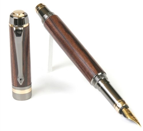 Lanier Pens Elite Fountain Pen - Premium Gun Metal Finish with Kingwood Accents - Luxury Writing Instrument for Professionals & Gifts - Perfect for Office, Business Meetings & Special Occasions