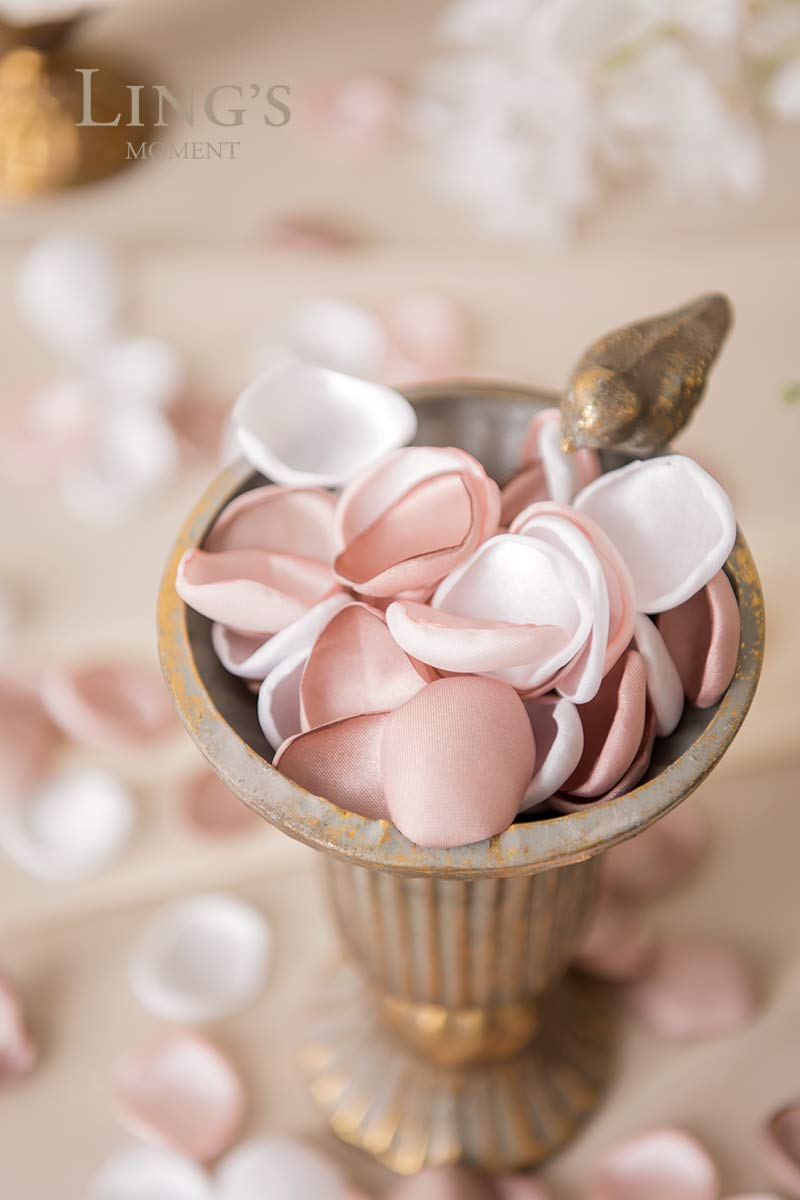 Ling's Moment 200pcs Silk Rose Petals - Blush White & Dusty Rose Wedding Decor for Aisle, Flower Girl Baskets, Table Centerpieces - Perfect for Romantic Weddings, Bridal Showers & Special Events