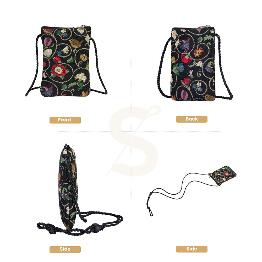 Signare Tapestry Mini Crossbody Phone Bag for Women - Small Purse for iPhone, Samsung & Smartphones - Perfect for Concerts, Travel & Everyday Use