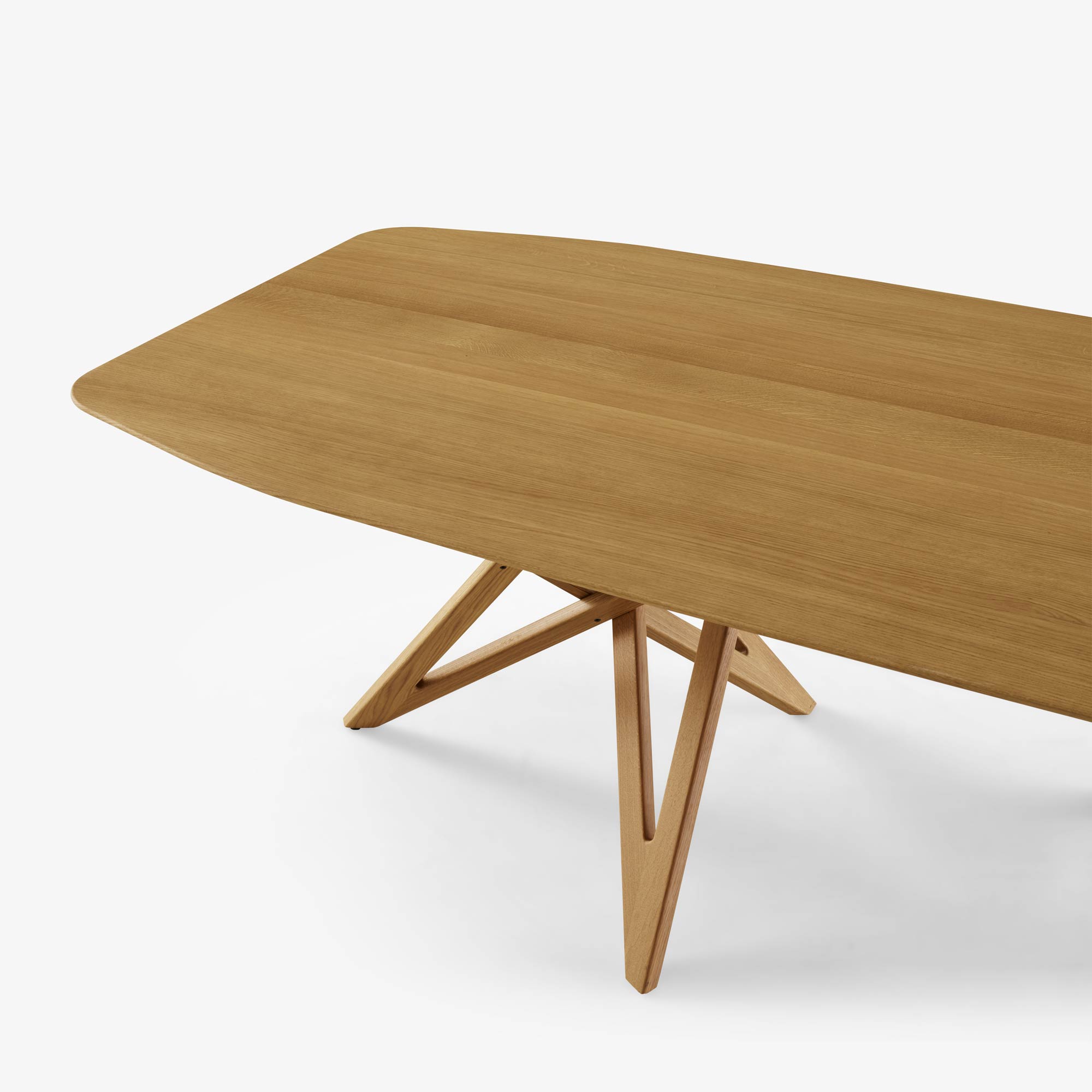 Ennéa Dining Table - Natural Oak Wood with Barrel Shaped Legs for Modern Farmhouse & Rustic Dining Room Decor