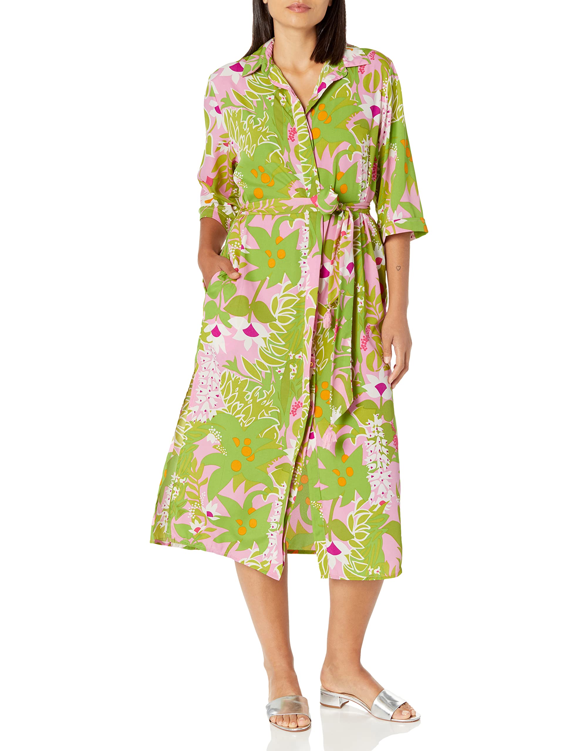 Trina Turk Women's La Palma Midi Dress - Floral Print Summer Dress for Women, Casual & Party Wear, Perfect for Beach Vacations & Date Nights
