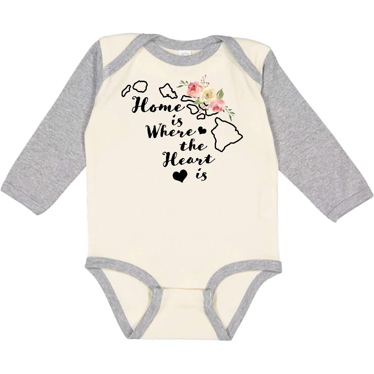 Inktastic Hawaii Home is Where The Heart is Watercolor Long Sleeve Baby Bodysuit - Perfect for Family Photos, Beach Vacations & Hawaiian-Themed Parties