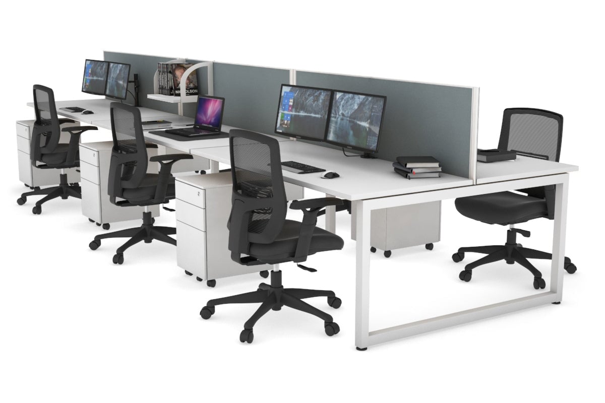 Quadro Loop Legs 6-Person Office Workstation Desk [1800L x 700W] - Modern Collaborative Workspace Solution for Team Projects & Open Office Layouts