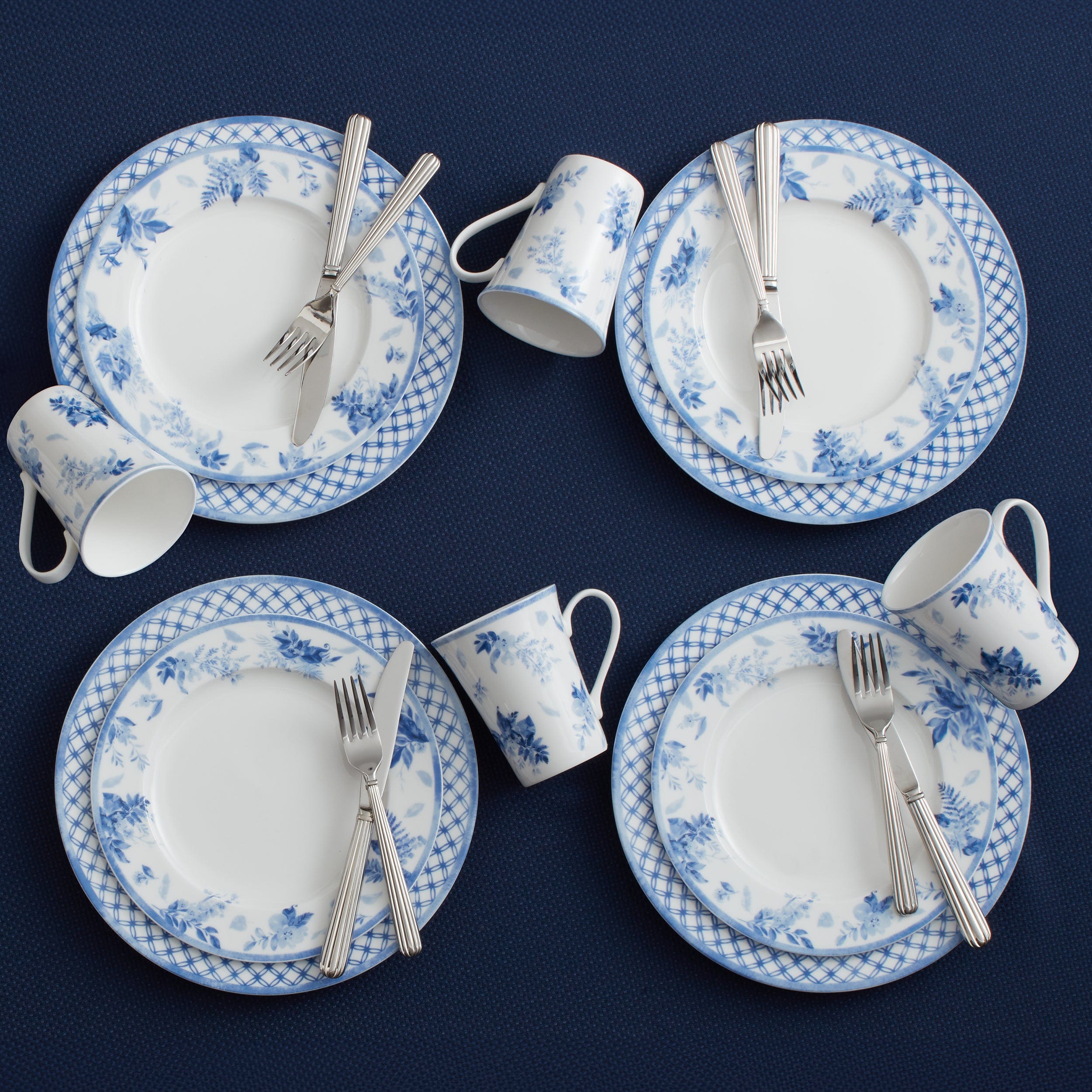 Kiley 16-Piece Dinnerware Set - Porcelain Dinner Plates, Bowls, Mugs (Service for 4) - Elegant Tableware for Family Dinners, Dinner Parties & Everyday Use