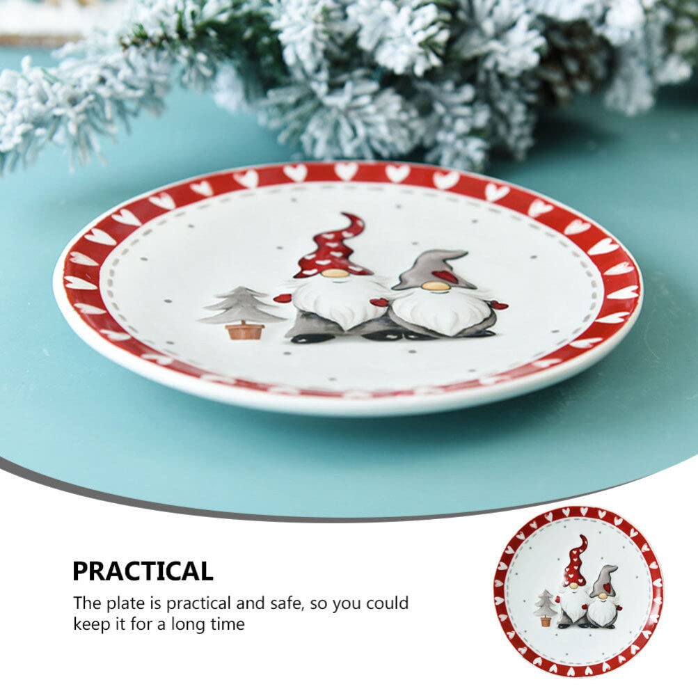 COHEALI Christmas Gnomes Ceramic Plates – Festive Holiday Dinner & Salad Serving Platter, Round Appetizer Plates for Snacks, Pasta, Cheese, Ham & Fruit – Perfect for Xmas Parties, Family Gatherings & Holiday Decor