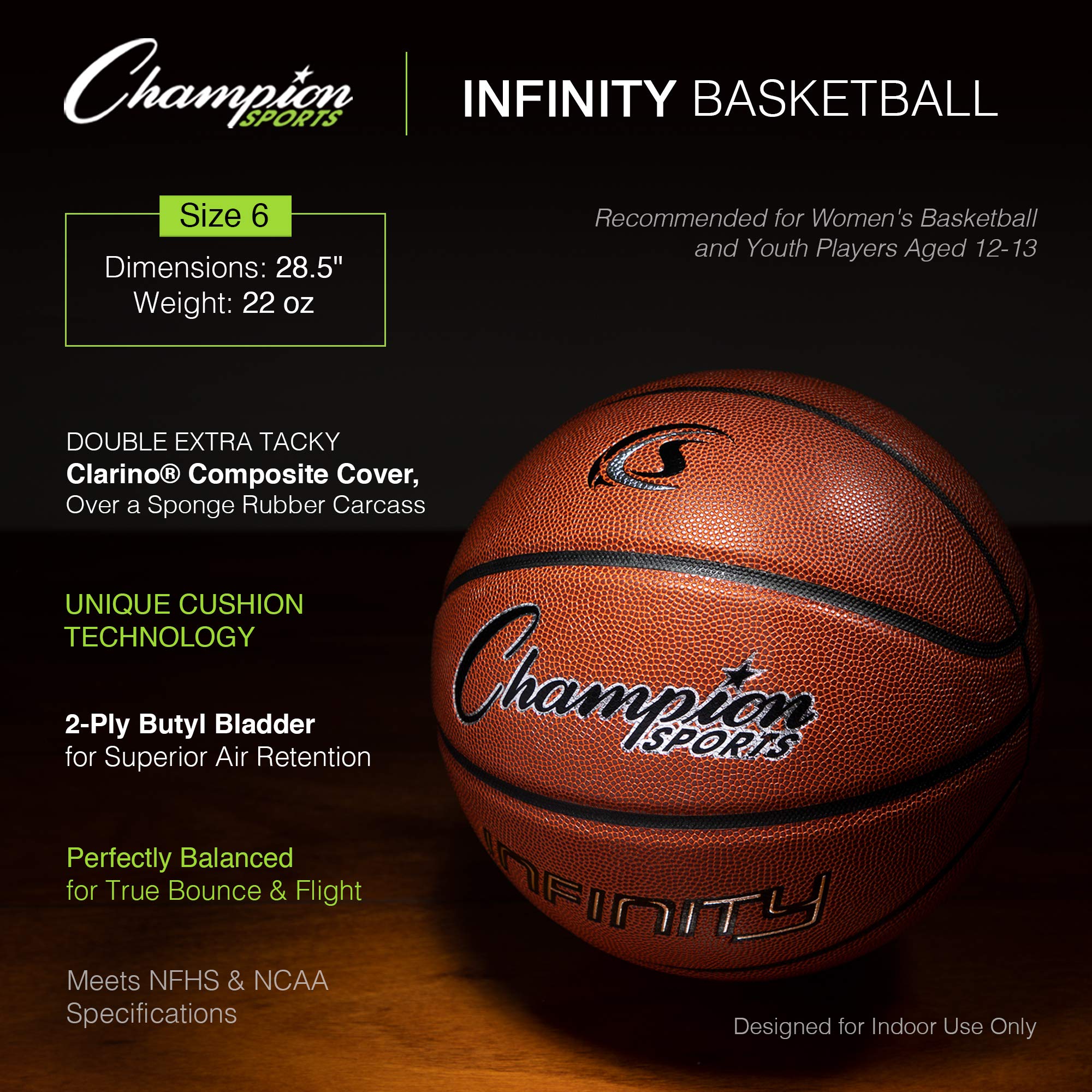 Champion Composite Basketball - Durable for Indoor & Outdoor Games