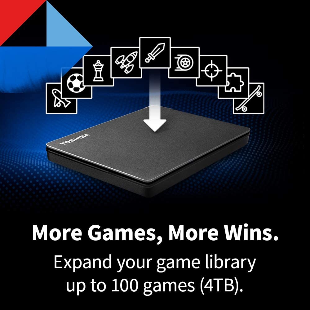 Toshiba Canvio Gaming 2TB Portable External Hard Drive USB 3.0 - High-Speed HDD for PS5, Xbox Series X, PC & Mac (Black) | Expand Storage for Games, Movies & Backups | Plug & Play for Console & Desktop