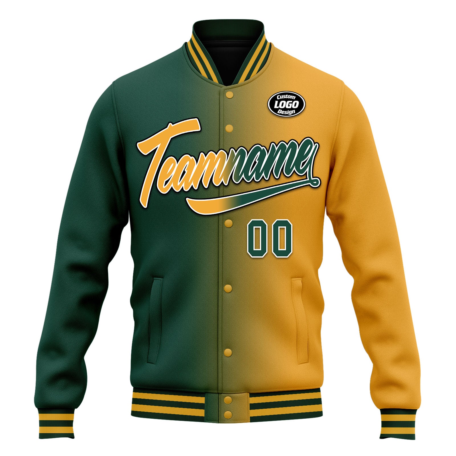 Custom Gradient Fashion Bomber Jacket - Full Snap Varsity Letterman Personalized Coat for Men & Women (Style FZ005 D028016) - Perfect for Streetwear, Casual Outfits, and School Events