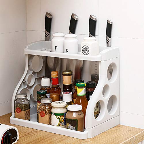 Arinda 2-Tier Spinning Spice Rack Organizer - Freestanding Kitchen Cabinet Shelf for Spices, Jars & Bottles | Space-Saving Pantry Storage Solution for Cupboards, Countertops & Shelves | Perfect for Small Kitchens & Organized Cooking Spaces