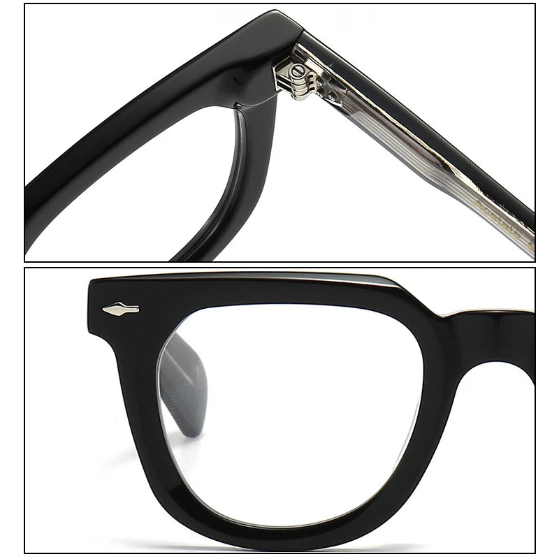 Stylish Black Unisex Square Acetate Eyeglasses Frame 2447 - Perfect for Work, Reading & Fashion Accessories