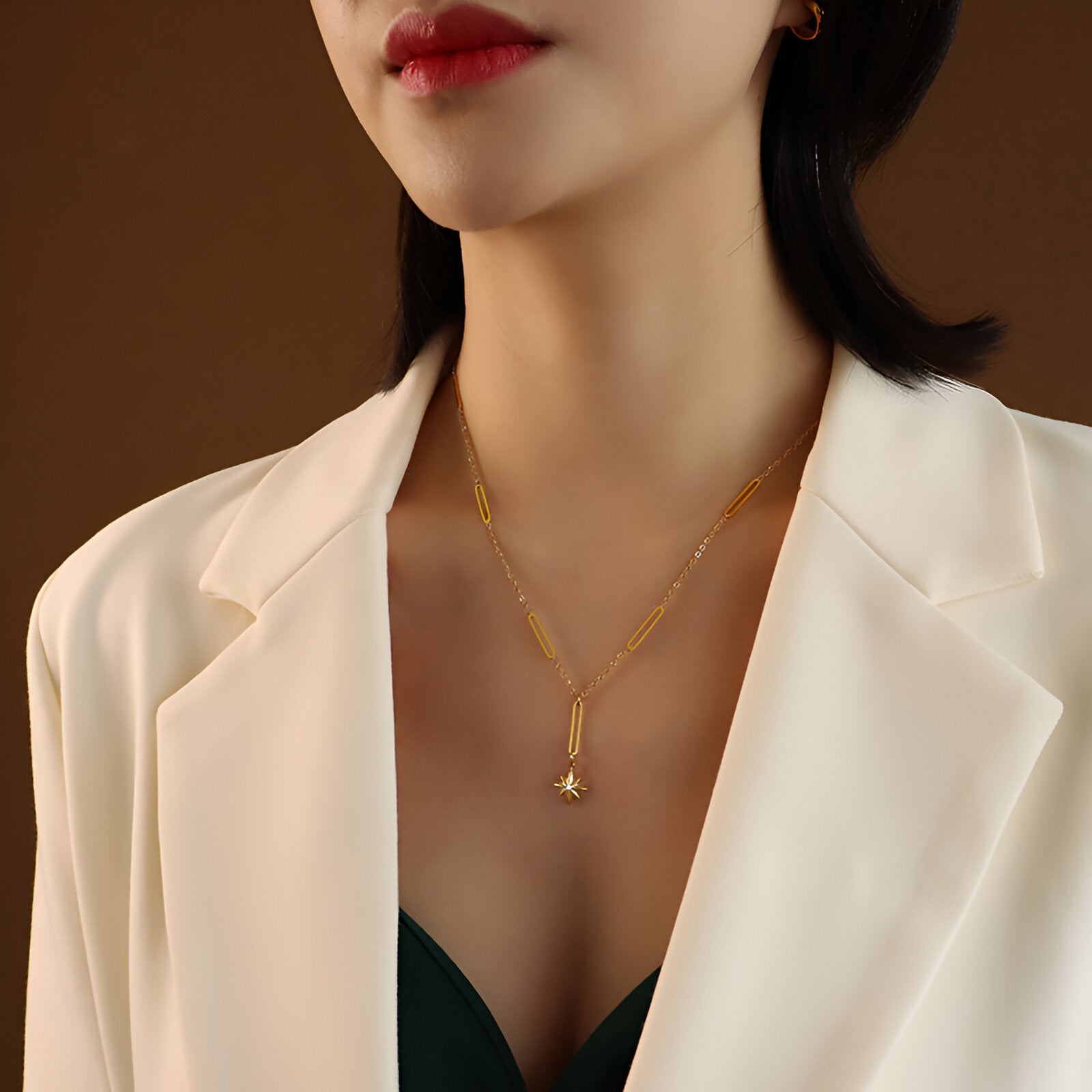 18K Gold Star Ball Pendant Necklace with Half Chain - Elegant Layered Jewelry for Women | Perfect for Date Night, Party & Everyday Wear