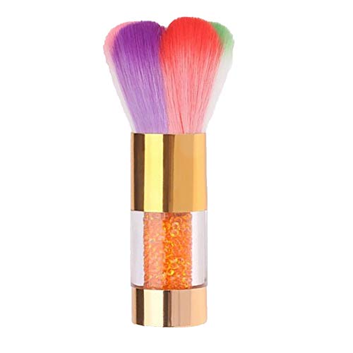 Qiguch66 Colorful Nail Art Dust Remover Blush Brush - UV Gel Cleaning Brush for Manicure & Pedicure - Golden Makeup Tool for Nail Salon & Home DIY Nail Care
