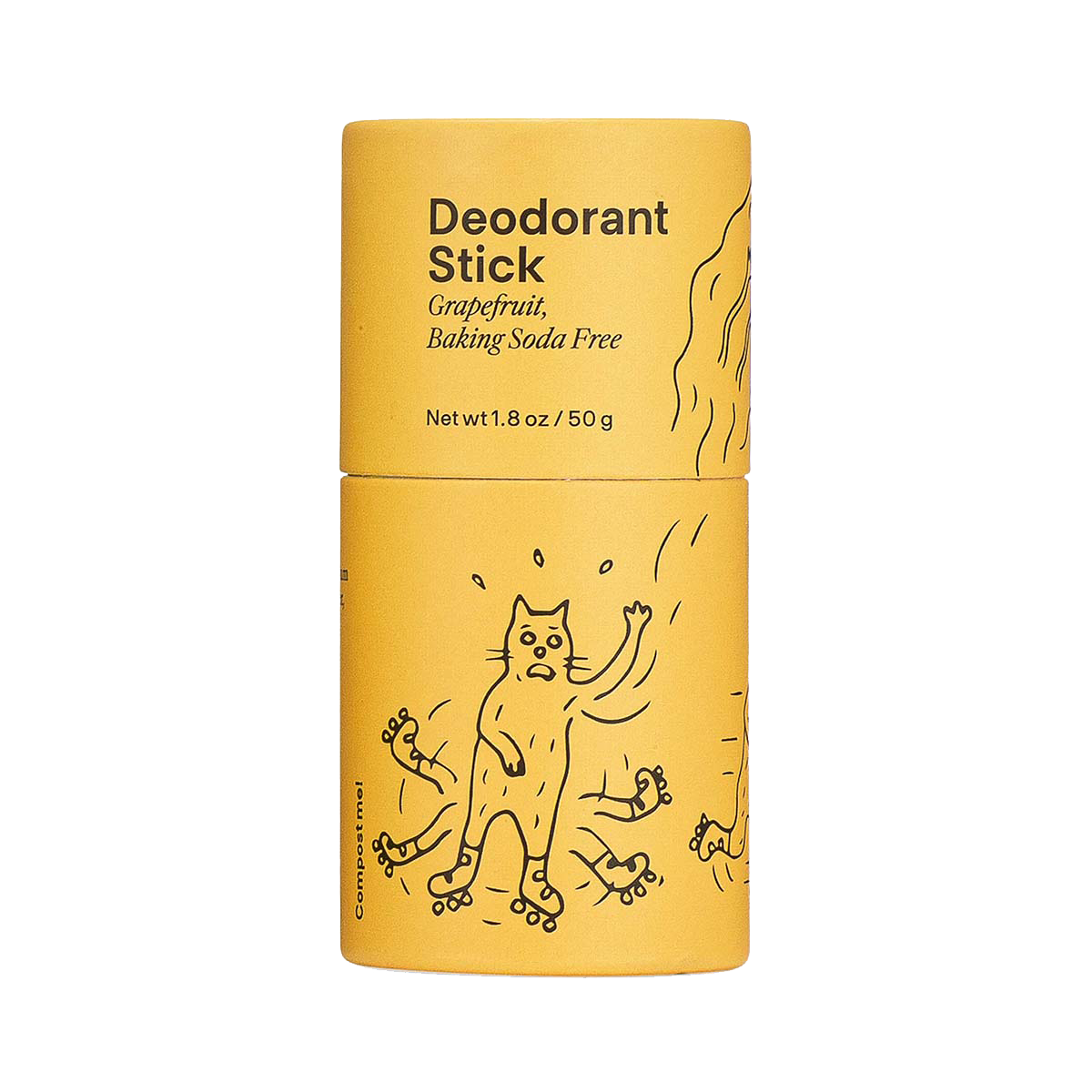 Natural Baking Soda Free Deodorant Stick - Grapefruit Scent by Meow Meow Tweet | Vegan, Aluminum Free & Cruelty-Free for Sensitive Skin | Perfect for Daily Use, Travel & Gym