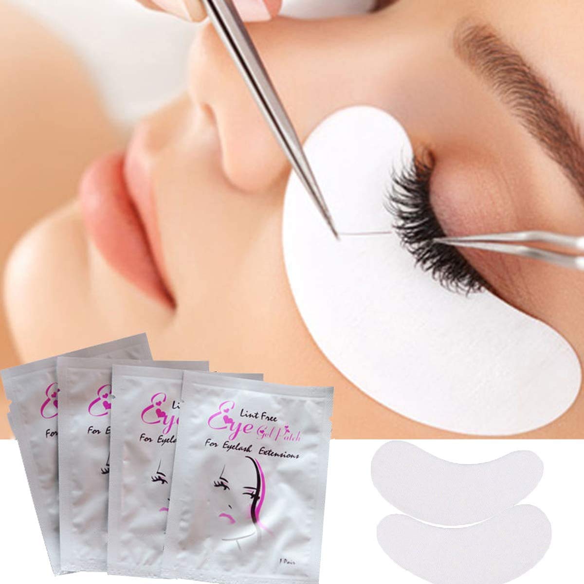 Exeton Eyelash Gel Pads - 50 Pairs Lint-Free Under Eye Patches for Eyelash Extensions, Salon & Professional Use - Gentle Protection for Sensitive Skin During Lash Application & Removal