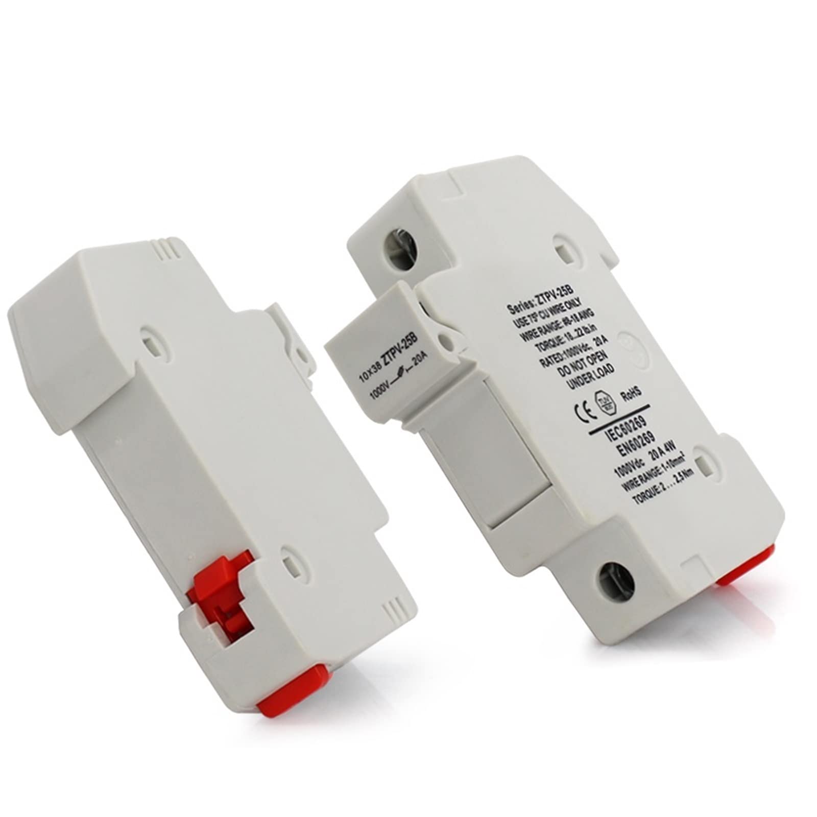 FBITE 100PCS Solar Photovoltaic Fuse Holders - Waterproof 1000V DC Fast-Acting Fuse Link for Solar Panel Systems - Ideal for Off-Grid, RV, and Marine Solar Power Applications