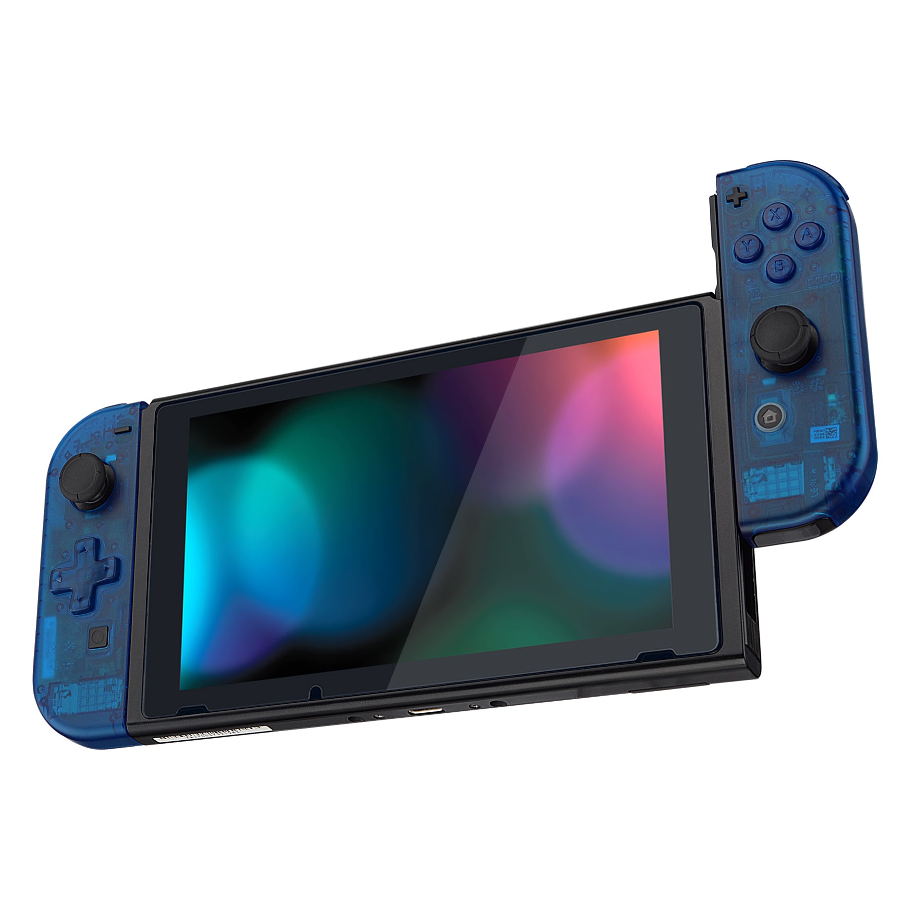 eXtremeRate Transparent Clear Blue D-Pad Replacement Shell Case with Buttons for Nintendo Switch Joy-Con - Perfect for Gaming, Customization & Repair