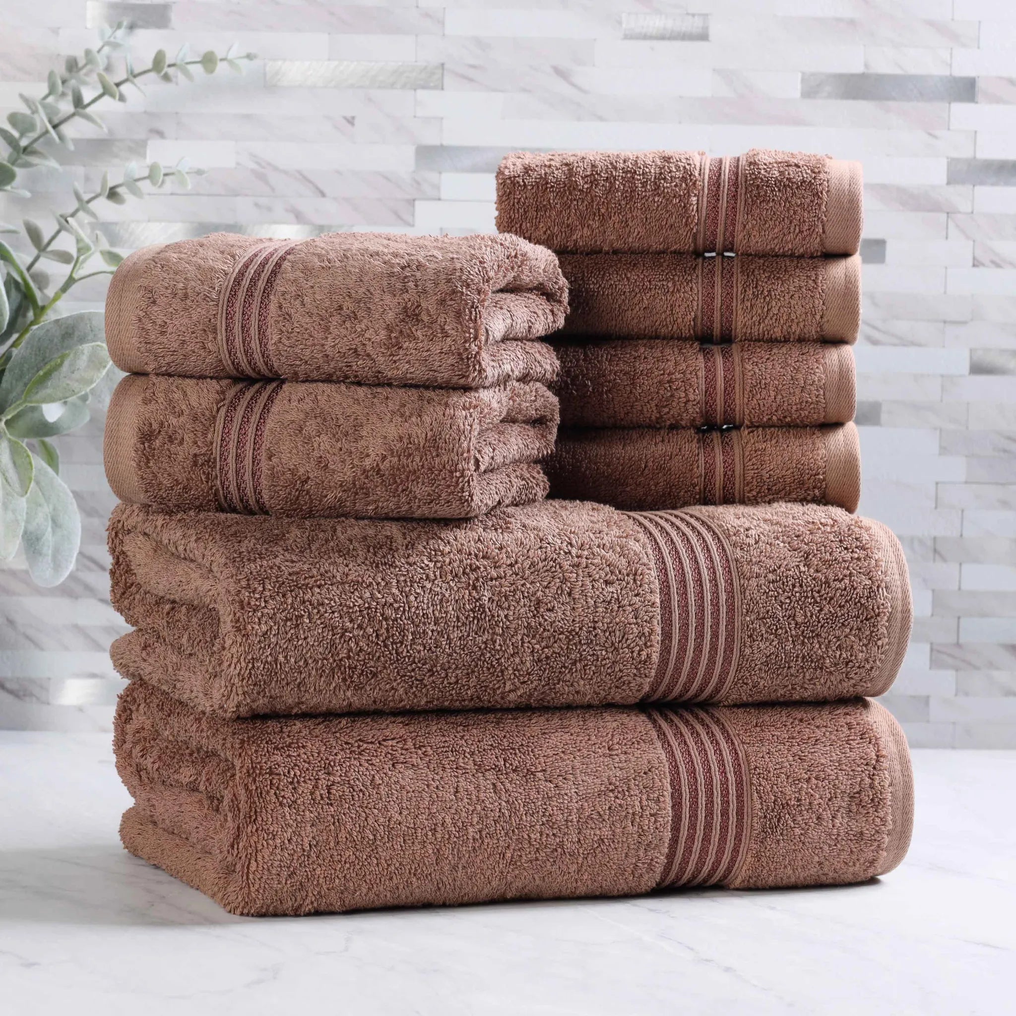 Premium Heritage Egyptian Cotton Plush Heavyweight 8-Piece Bath Towel Set - Ultra Soft & Absorbent for Spa, Luxury Hotel & Home Bathroom Use