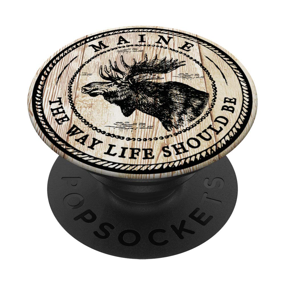 Vintage Maine Moose Antler Art PopSockets PopGrip - Swappable Phone & Tablet Grip with Custom Design | Perfect Gift for Nature Lovers, Outdoor Enthusiasts & Home Decor | Use for Hiking, Camping or Office Accessories