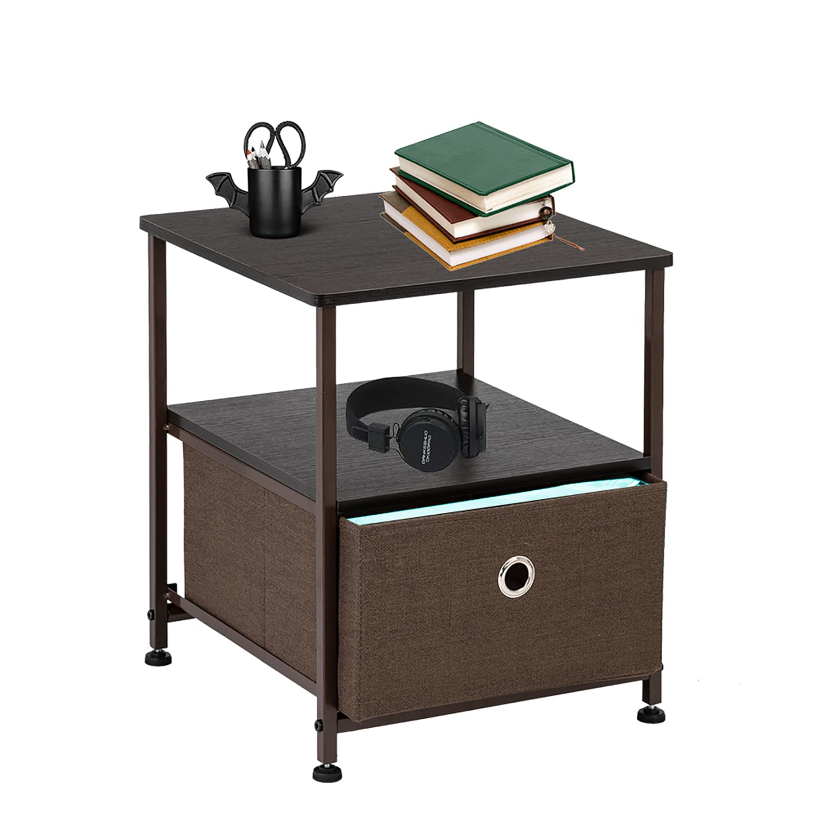 Modern 5-Drawer Dresser for Bedroom - Wooden Storage Nightstand with Removable Fabric Organizer - Compact Standing Unit for Bedroom, Office, Living Room & Closet - Space-Saving Furniture for Small Apartments & Dorm Rooms - Brown