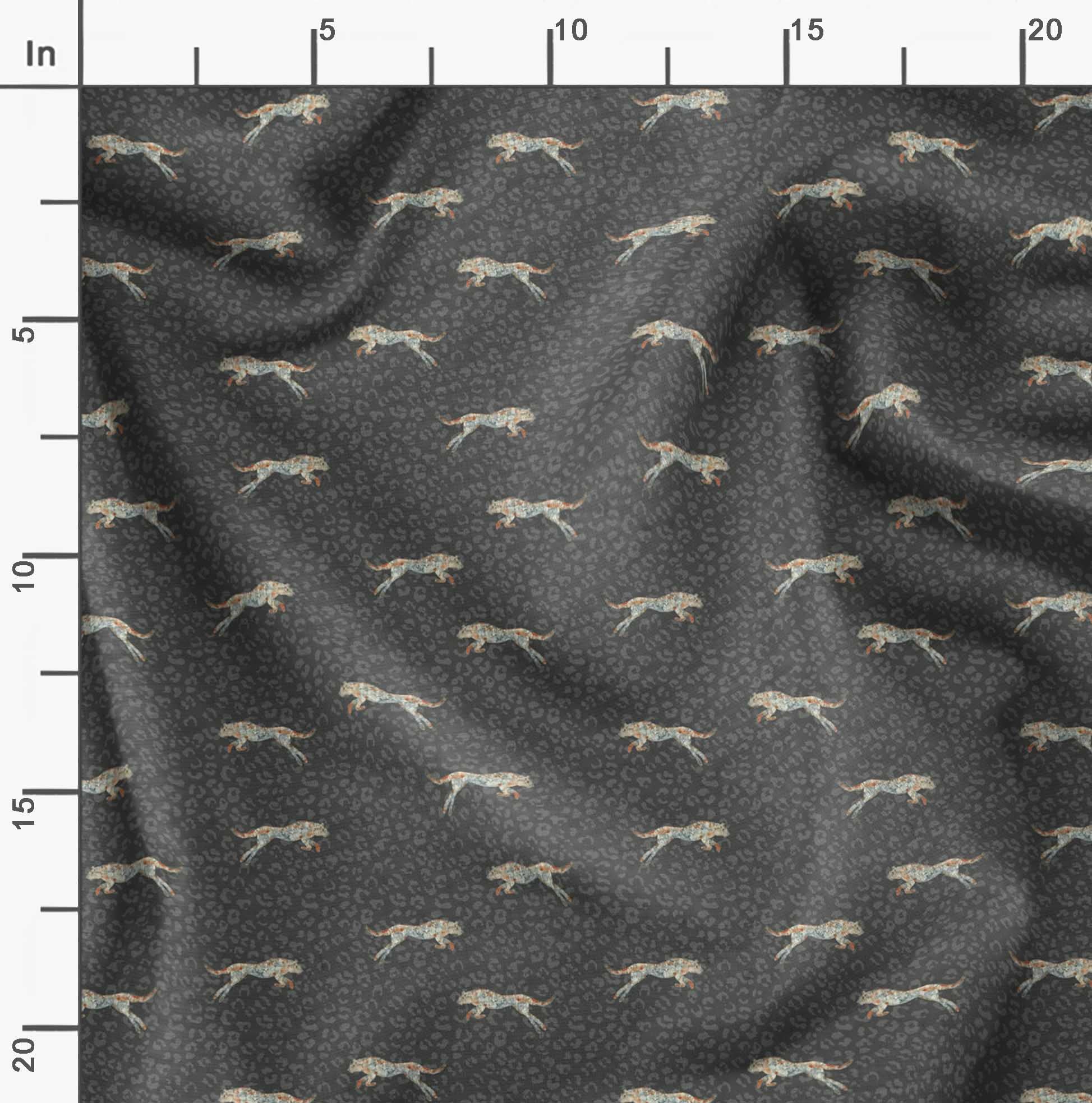 Soimoi Moss Georgette Gray Fabric by The Yard - 42 Inch Wide Leopard Print Animal Skin Textile for Dresses, Blouses & DIY Fashion Projects - Stylish Printed Fabric for Apparel & Home Decor