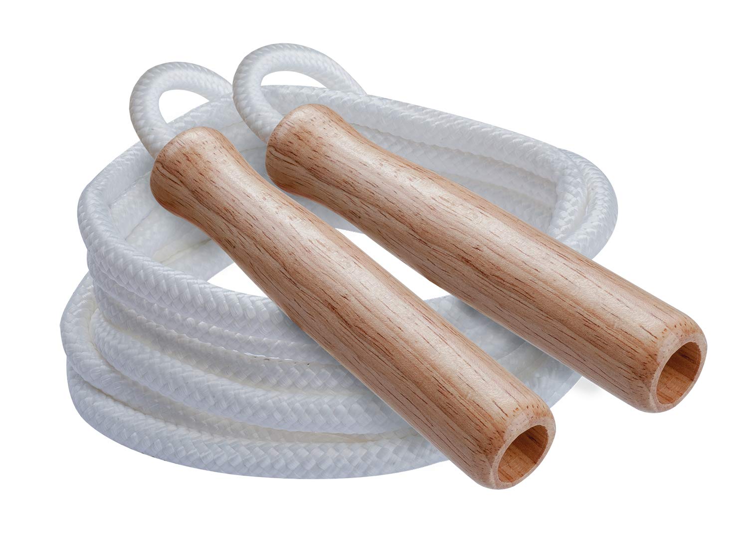 Champion Sports Wooden Handle Nylon Jump Rope for Adults - Adjustable Length Skipping Rope for Fitness, Boxing, Cross Training & Home Workouts