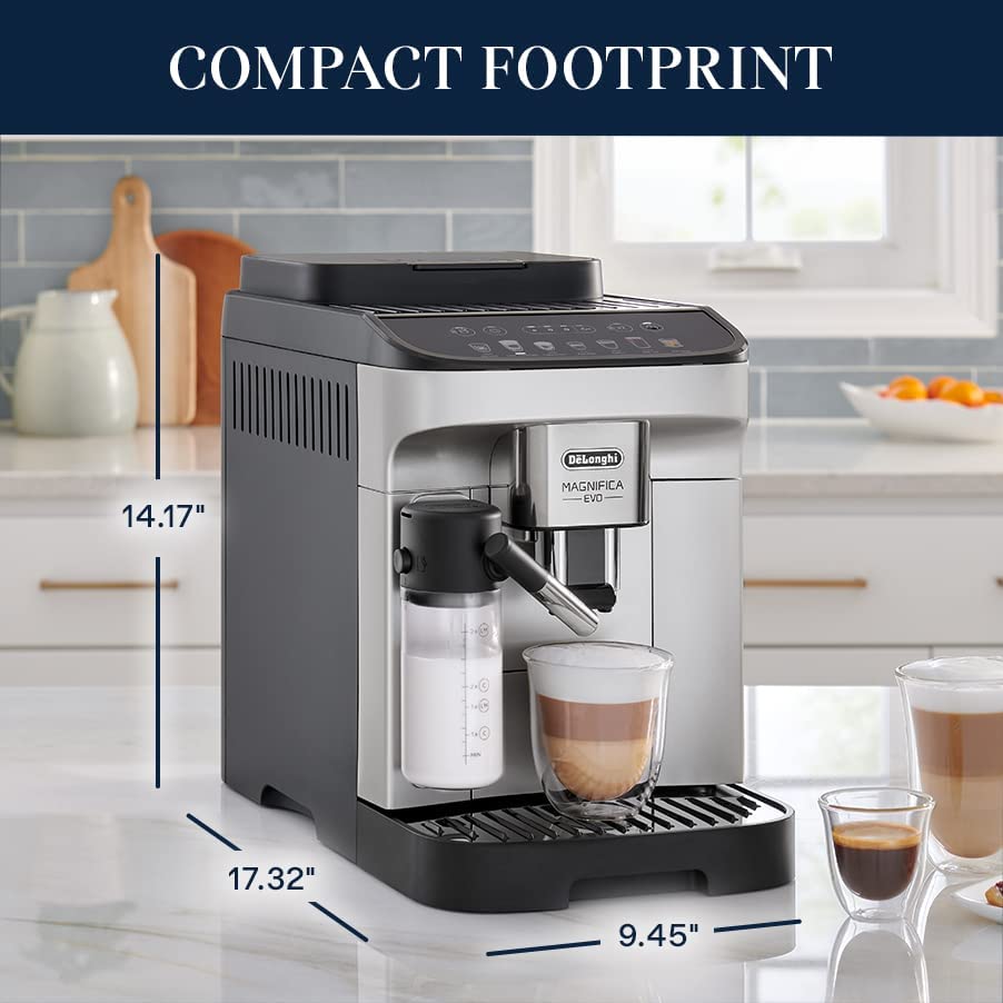De'Longhi Magnifica Evo Fully Automatic Coffee & Espresso Machine with LatteCrema System - Silver | Perfect for Home, Office & Entertaining | Barista-Quality Drinks in Seconds
