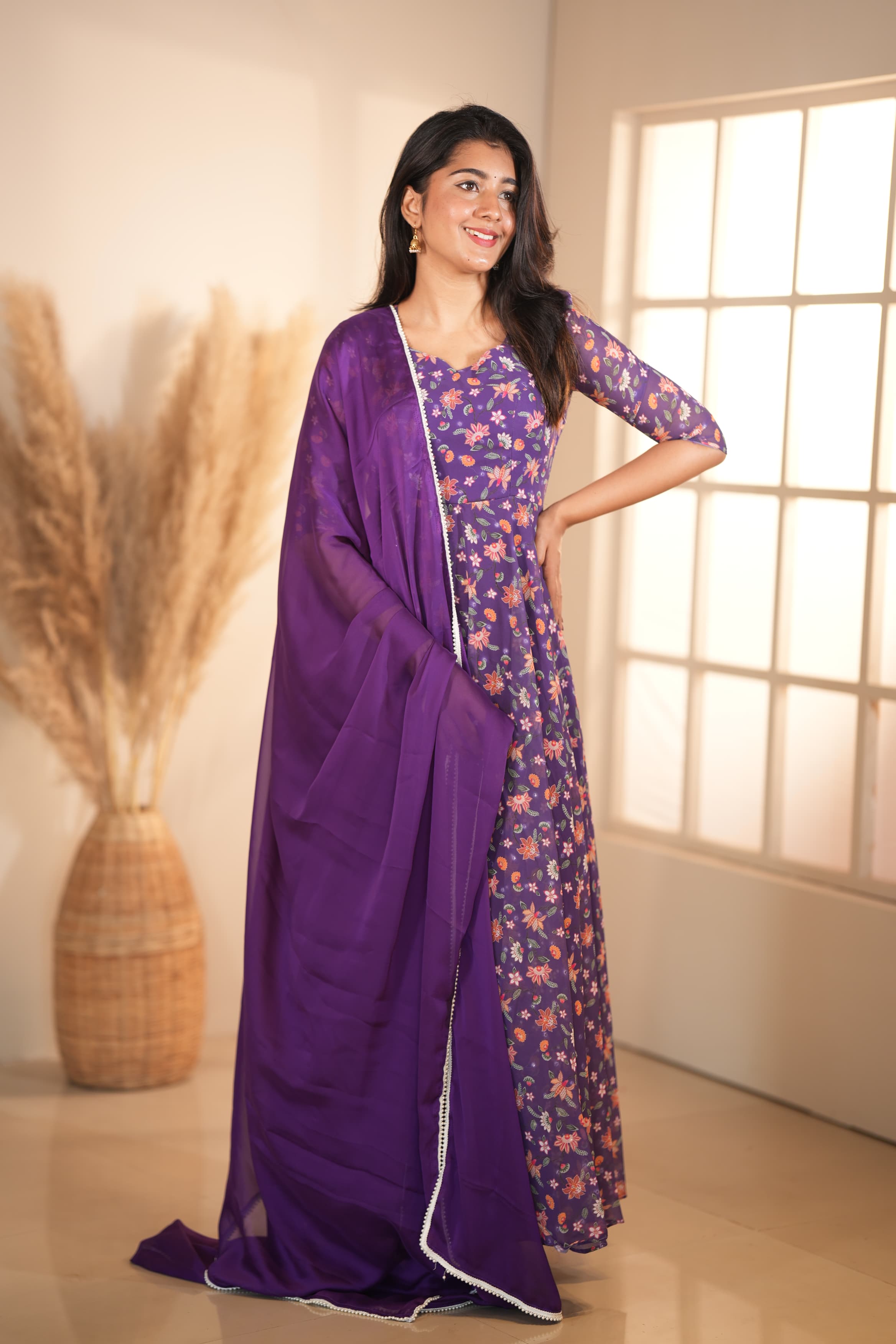 DD599 Malarini Version 2 Floral Anarkali Dress - Elegant Pakistani Party Wear for Women - Perfect for Weddings, Festivals & Special Occasions