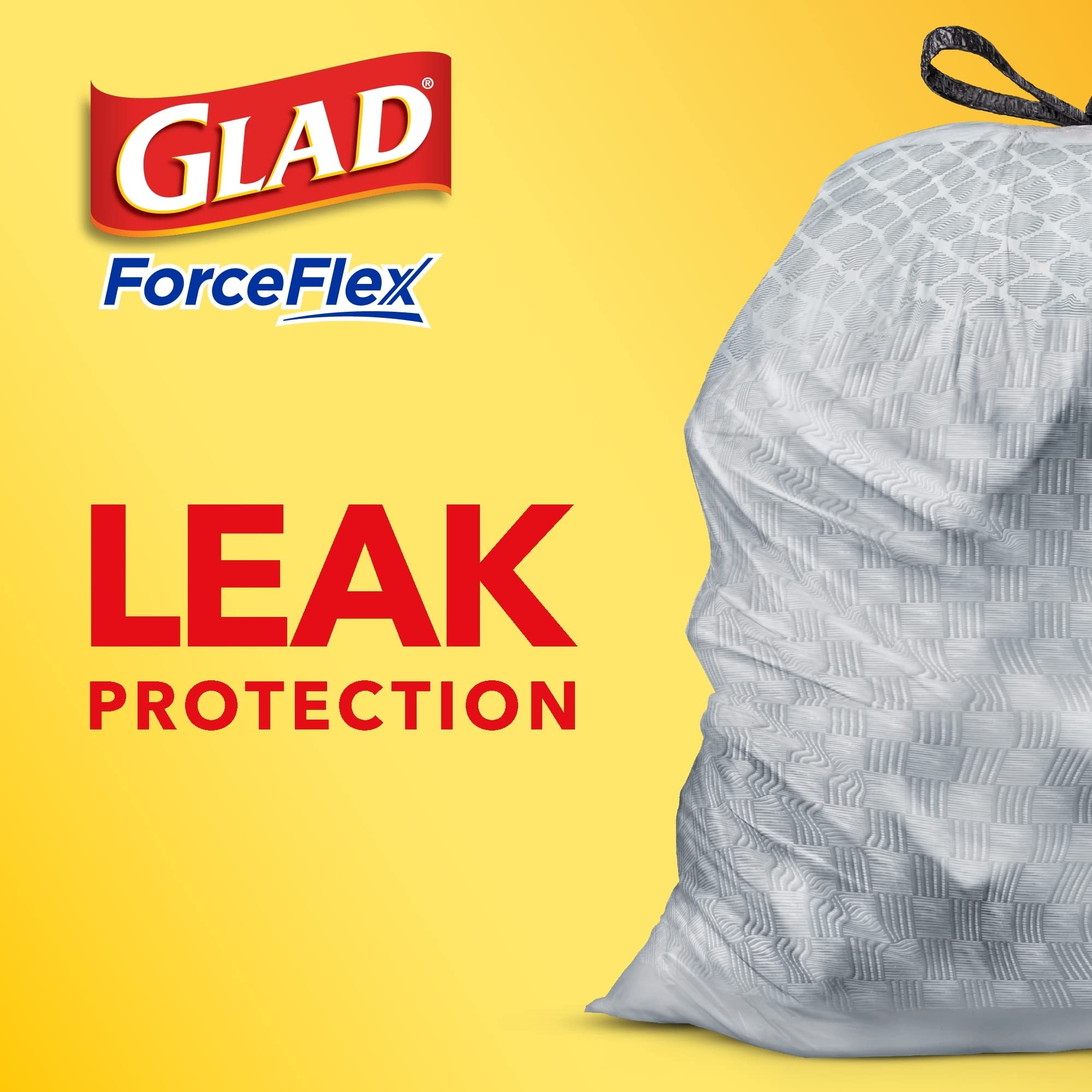 Glad ForceFlex Tall Kitchen Drawstring Trash Bags with OdorShield Technology - 13 Gallon Capacity (23.74