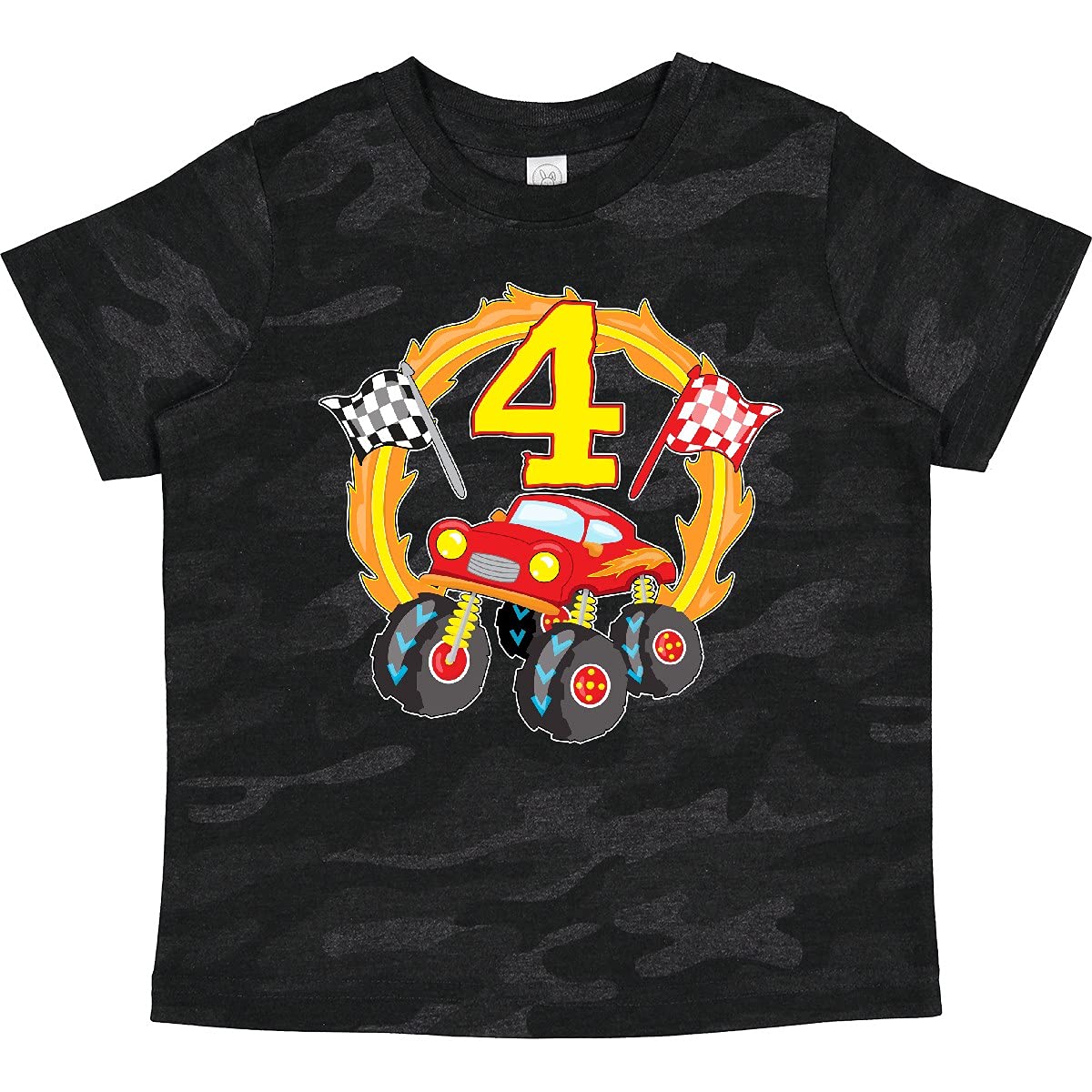Inktastic Monster Truck 4th Birthday Toddler T-Shirt - Cute Graphic Tee for Boys' 4th Birthday Party & Truck Theme Celebrations