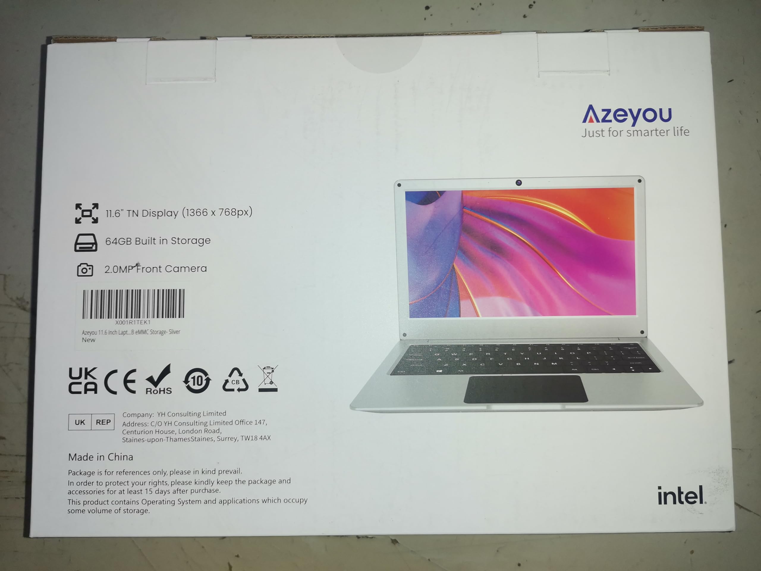 Azeyou 11.6 Inch Windows 11 Pro Laptop - Intel Celeron N4020C Processor (Up to 2.8GHz), 4GB DDR4 RAM, 128GB eMMC Storage, HD+ Display, Dual Speakers - Silver | Portable Notebook for Business, School & Travel