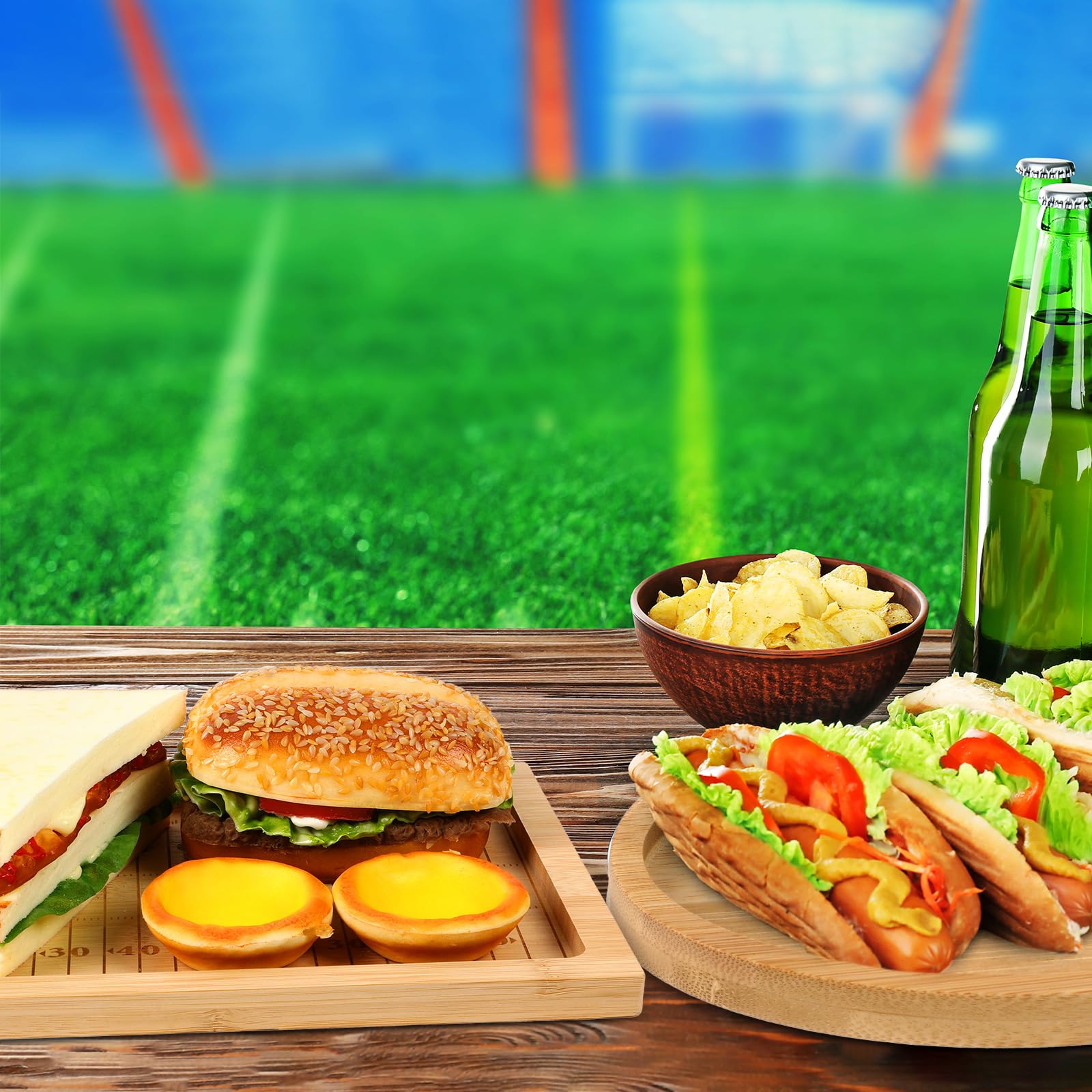 2pcs Wooden Football Serving Trays - Party & BBQ Decor