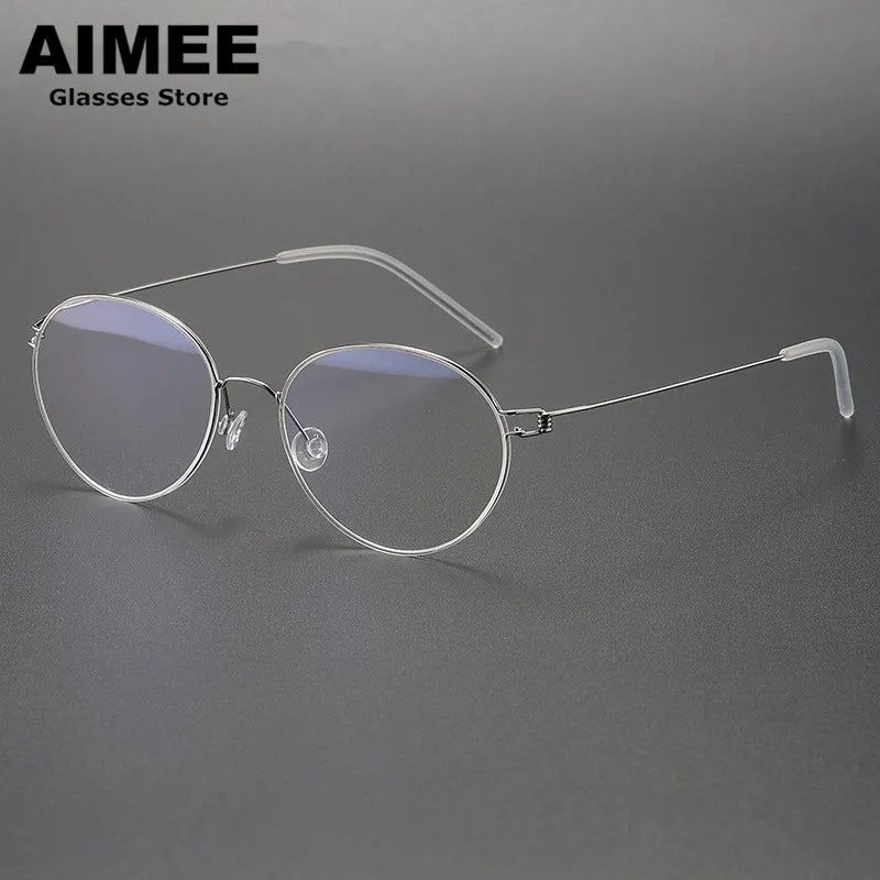 Aimee Women's Full Rim Oval Round Screwless Titanium Eyeglasses - Lightweight & Durable Eyewear for Work, Reading & Everyday Use