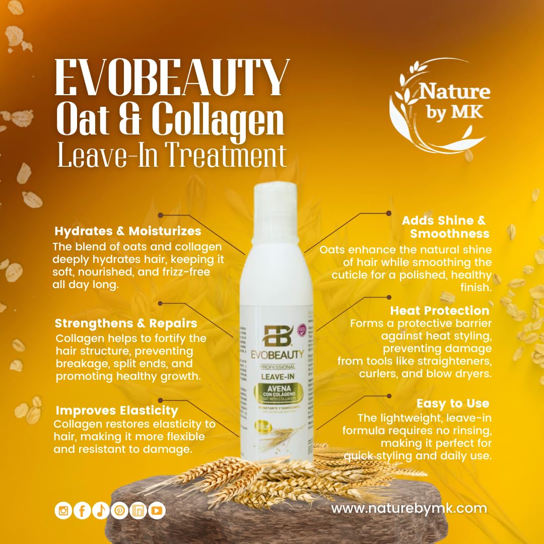 Organic Oats & Collagen Protein Leave-in Conditioner for Hair Growth & Repair - Nourishing Treatment for Dry, Damaged Hair - Perfect for Daily Use & Styling