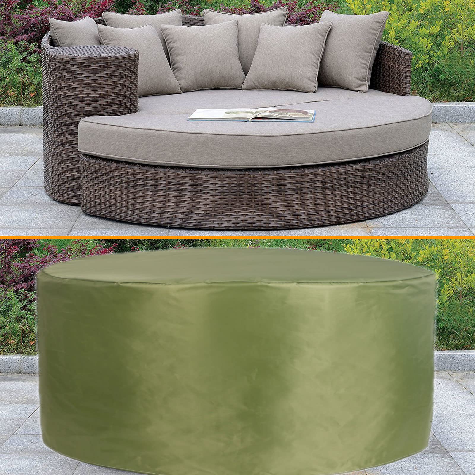 YSUEFIJO Waterproof 420D Oxford Fabric Patio Furniture Cover - 102x47in Round Table Cover, UV-Resistant & Tear-Resistant, Easy to Clean for Garden, Sofa, Dining Table & Chairs - Perfect for Outdoor Use in All Weather Conditions