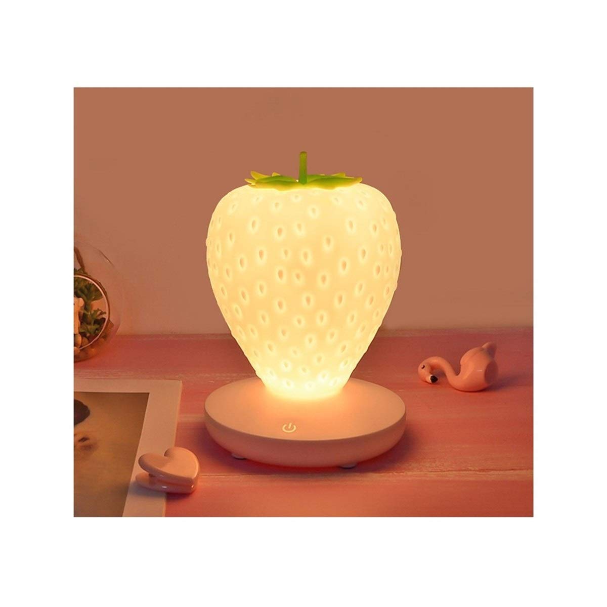 Creative Strawberry Night Light - 2 LED USB Table Lamp for Bedroom, Desk & Nursery - Soft Glow Bedside Lamp with USB Charging - Perfect for Reading, Relaxation & Decor