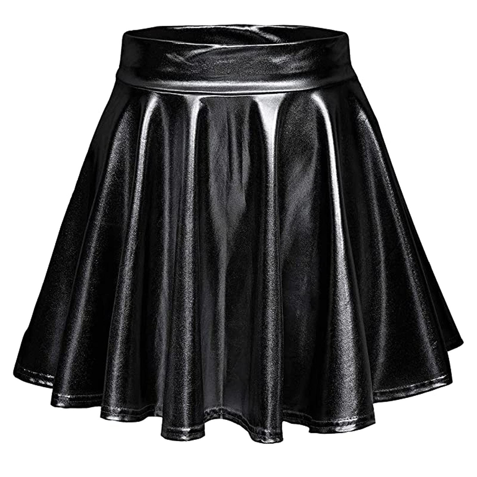 Women's Flared Pleated A-Line Skorts Skirts - Casual Metallic Mini Shiny Skirt for Summer Outfits, Office Wear & Party Dresses