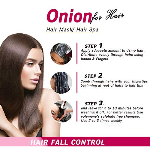 Volamena Onion & Apple Cider Vinegar Hair Mask for Hair Growth & Fall Control - 120ml Hair Spa Treatment for Thicker, Healthier Hair - Perfect for Damaged, Dry & Frizzy Hair Care at Home