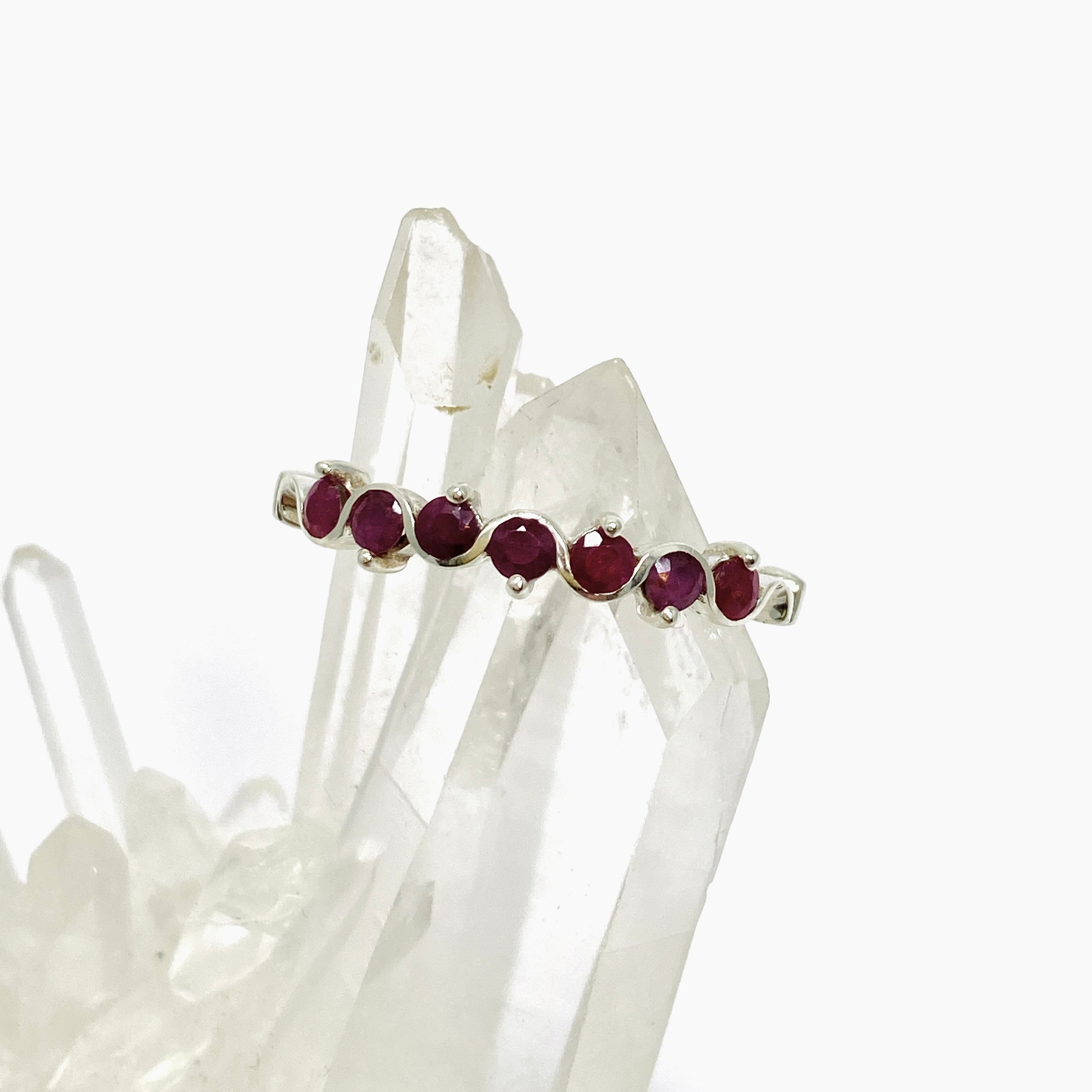 Ruby Round Faceted Multi-Stone Ring Size 10 - PRGJ823 | Elegant Jewelry for Women, Perfect for Weddings, Parties & Special Occasions