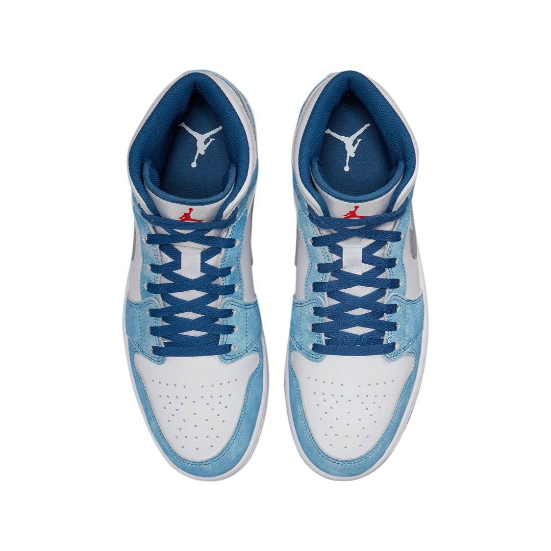Air Jordan 1 Mid Sneakers - French Blue & Fire Red Colorway - Men's Basketball Shoes for Casual Wear & Street Style