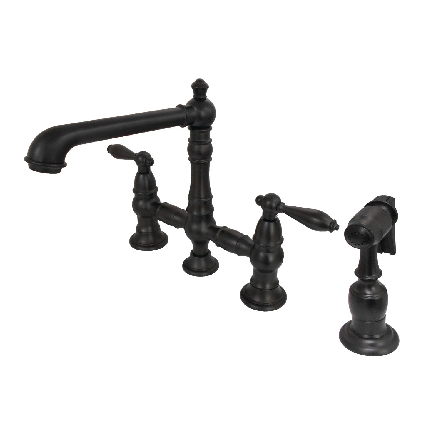 Stainless Steel Bridge Kitchen Faucet with Pull Down Sprayer - Modern Commercial Style for Restaurant & Home Kitchen Sink